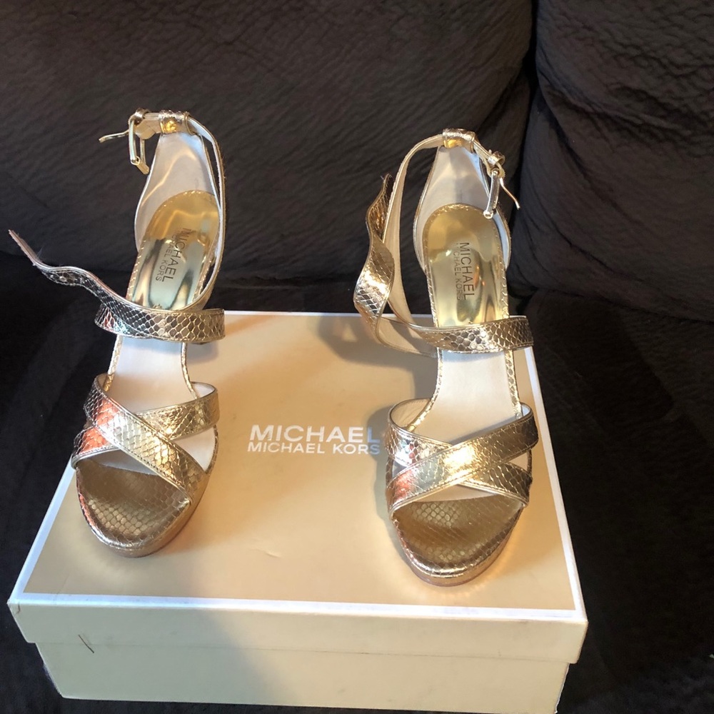 Michael Kors Gold Snakeskin Heels